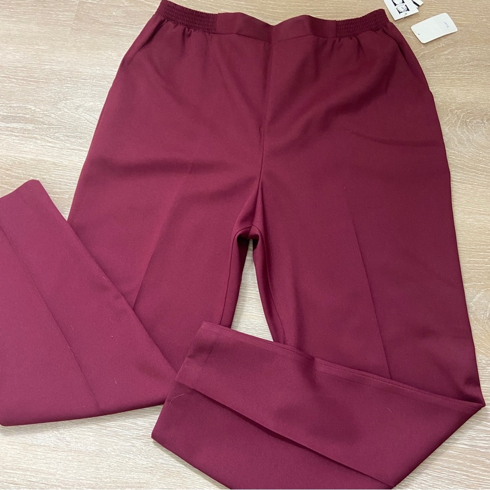 NWT Women's Burgundy Dress Pants Elastic Waist